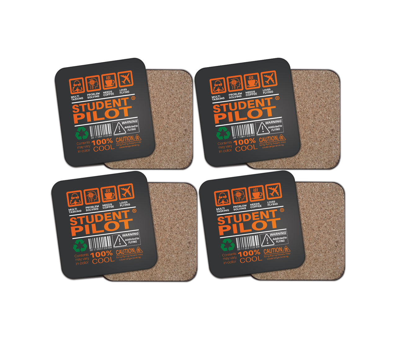Student Pilot Label Designed Coasters