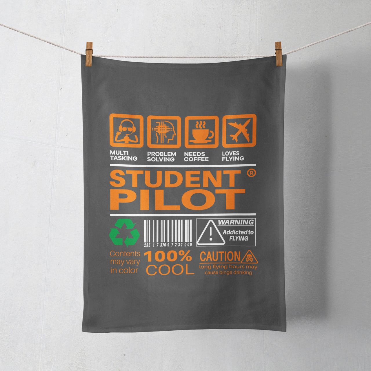 Student Pilot Label Designed Towels