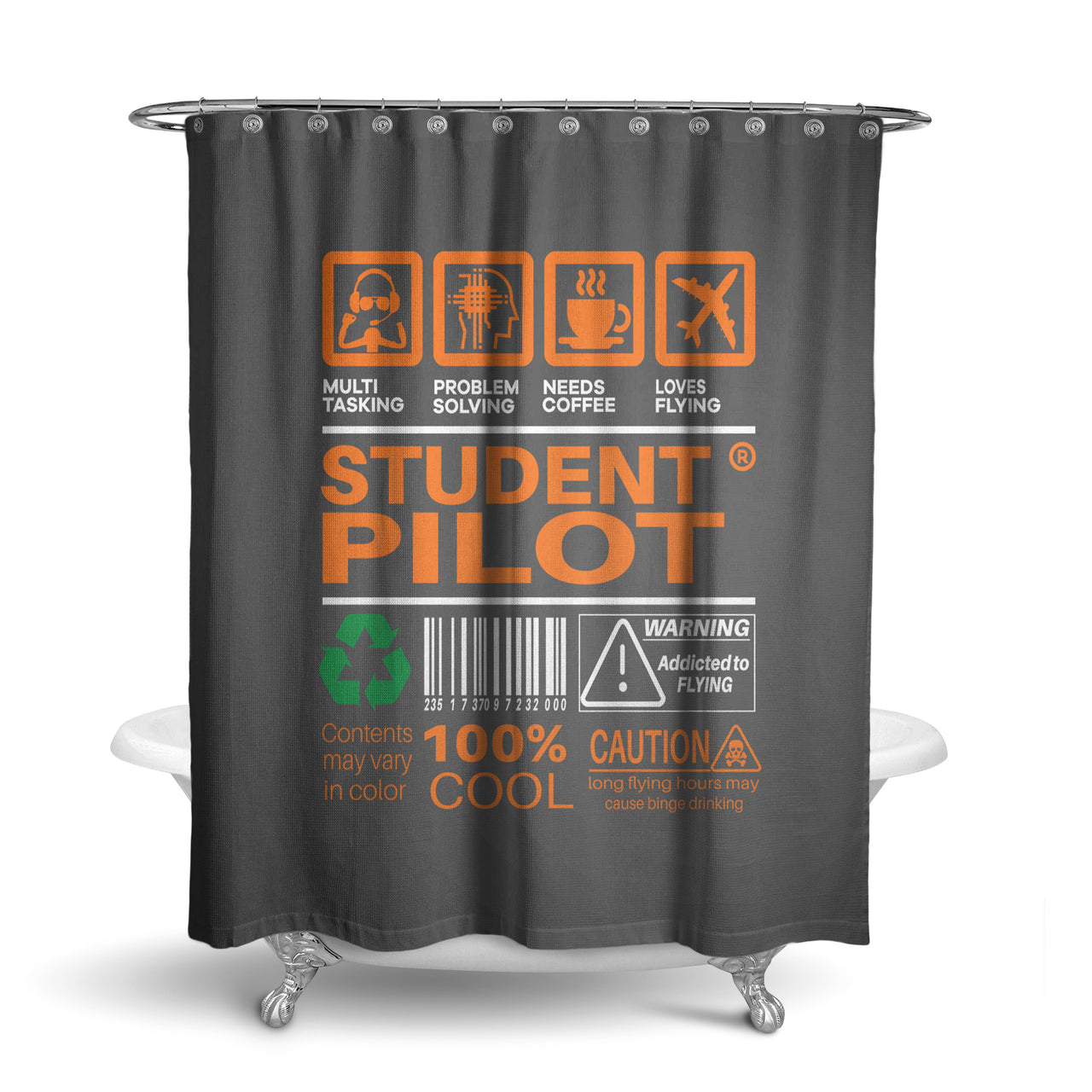 Student Pilot Label Designed Shower Curtains