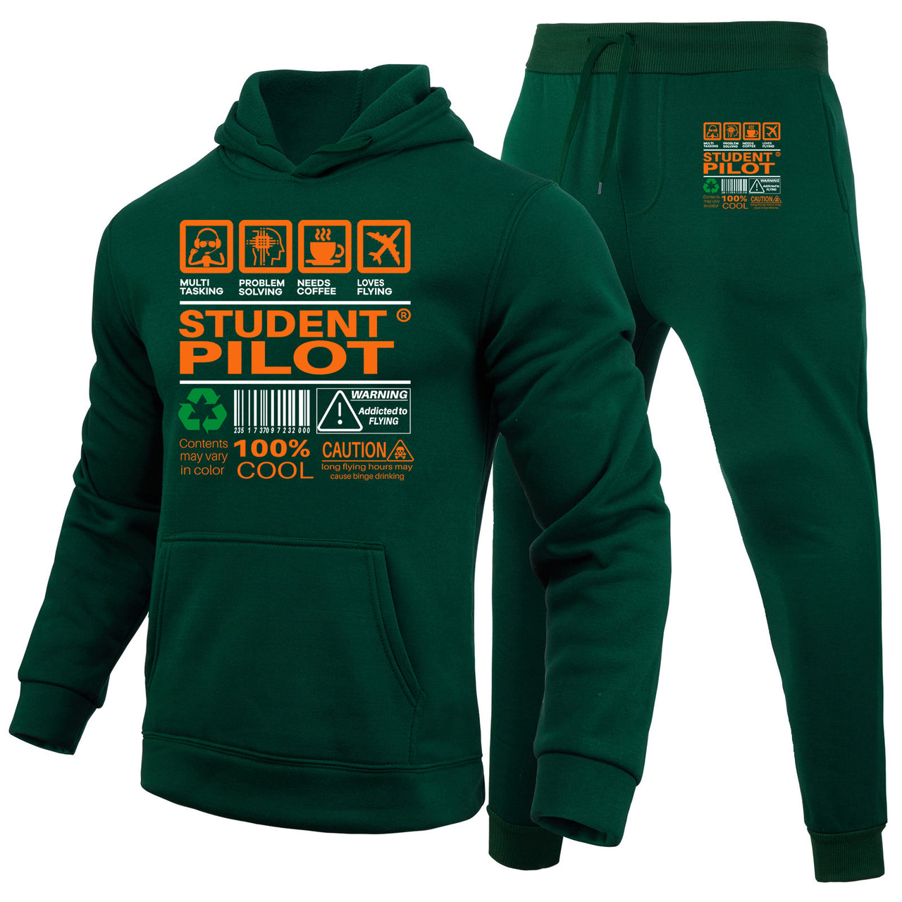 Student Pilot Label Designed Hoodies & Sweatpants Set