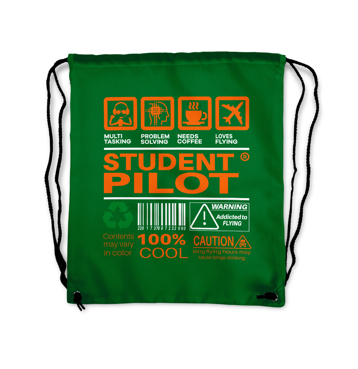 Student Pilot Label Designed Drawstring Bags