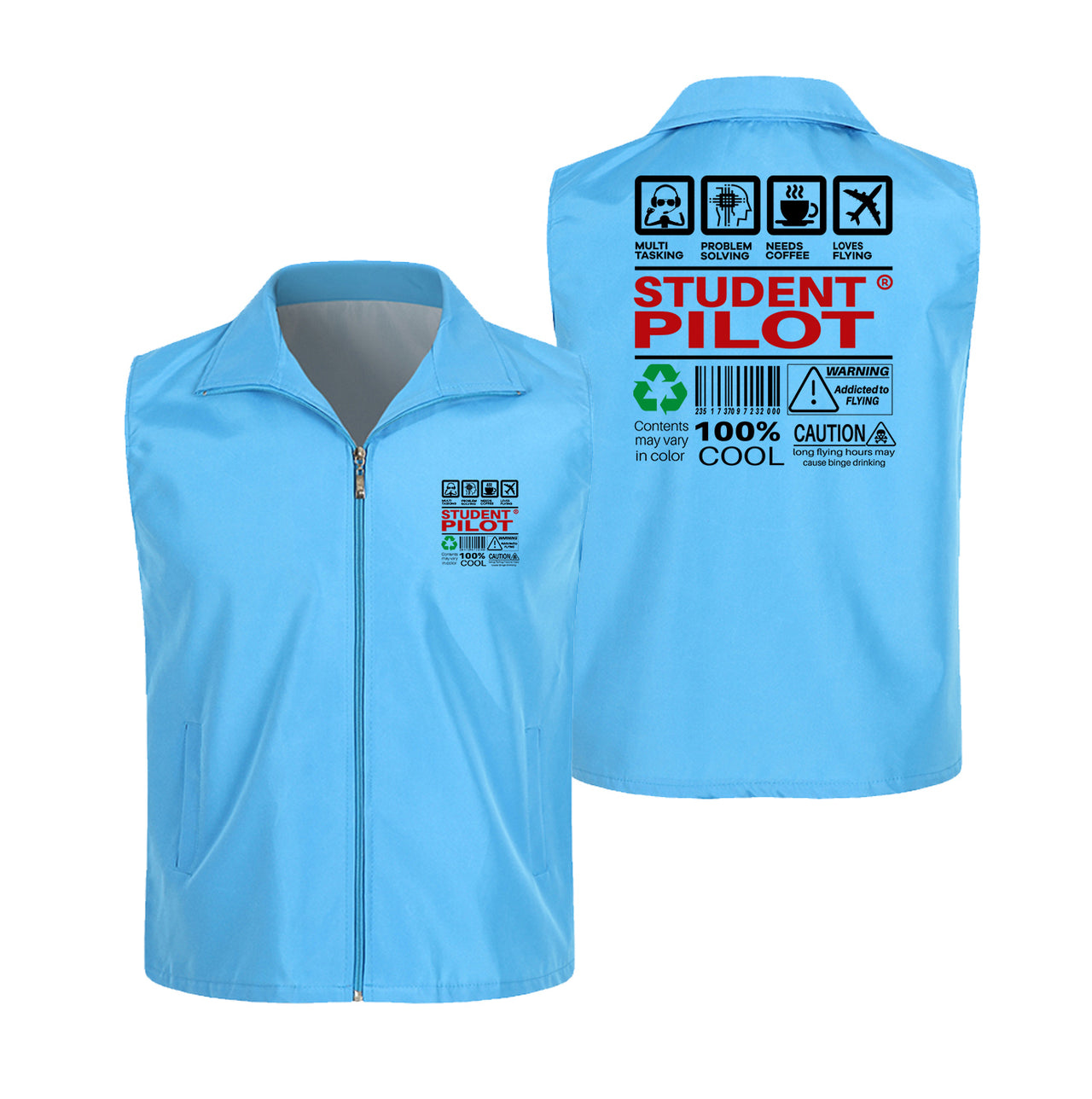 Student Pilot Label Designed Thin Style Vests