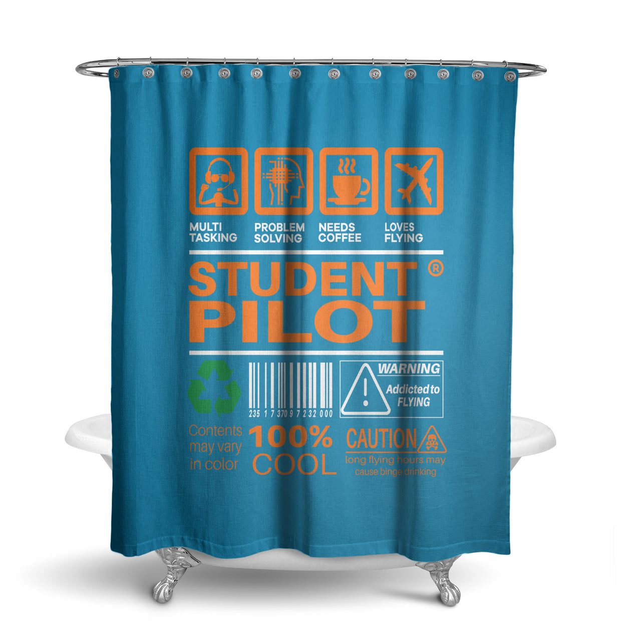 Student Pilot Label Designed Shower Curtains