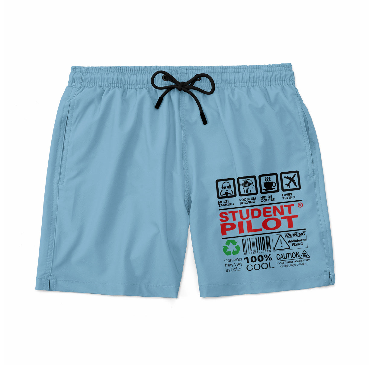 Student Pilot Label Designed Swim Trunks & Shorts