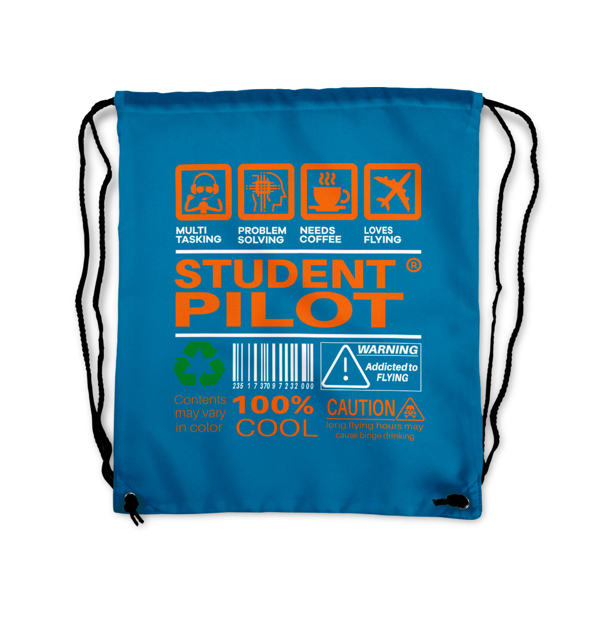 Student Pilot Label Designed Drawstring Bags