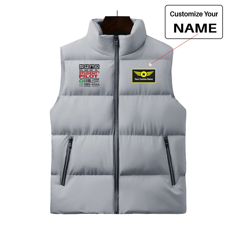 Student Pilot Label Designed Puffy Vests