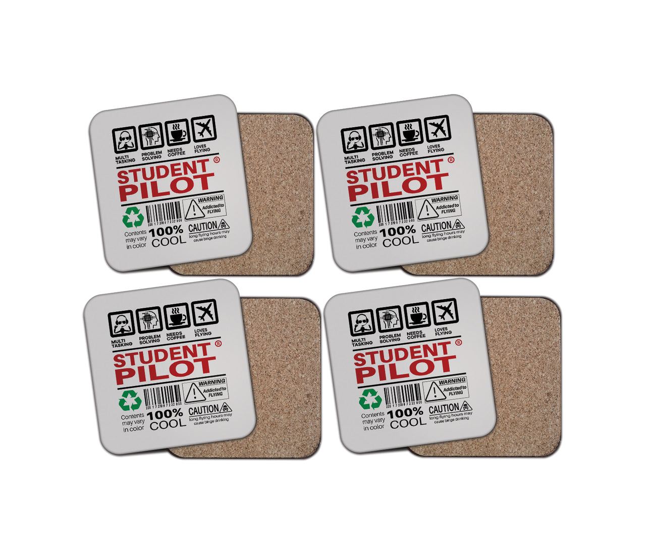 Student Pilot Label Designed Coasters
