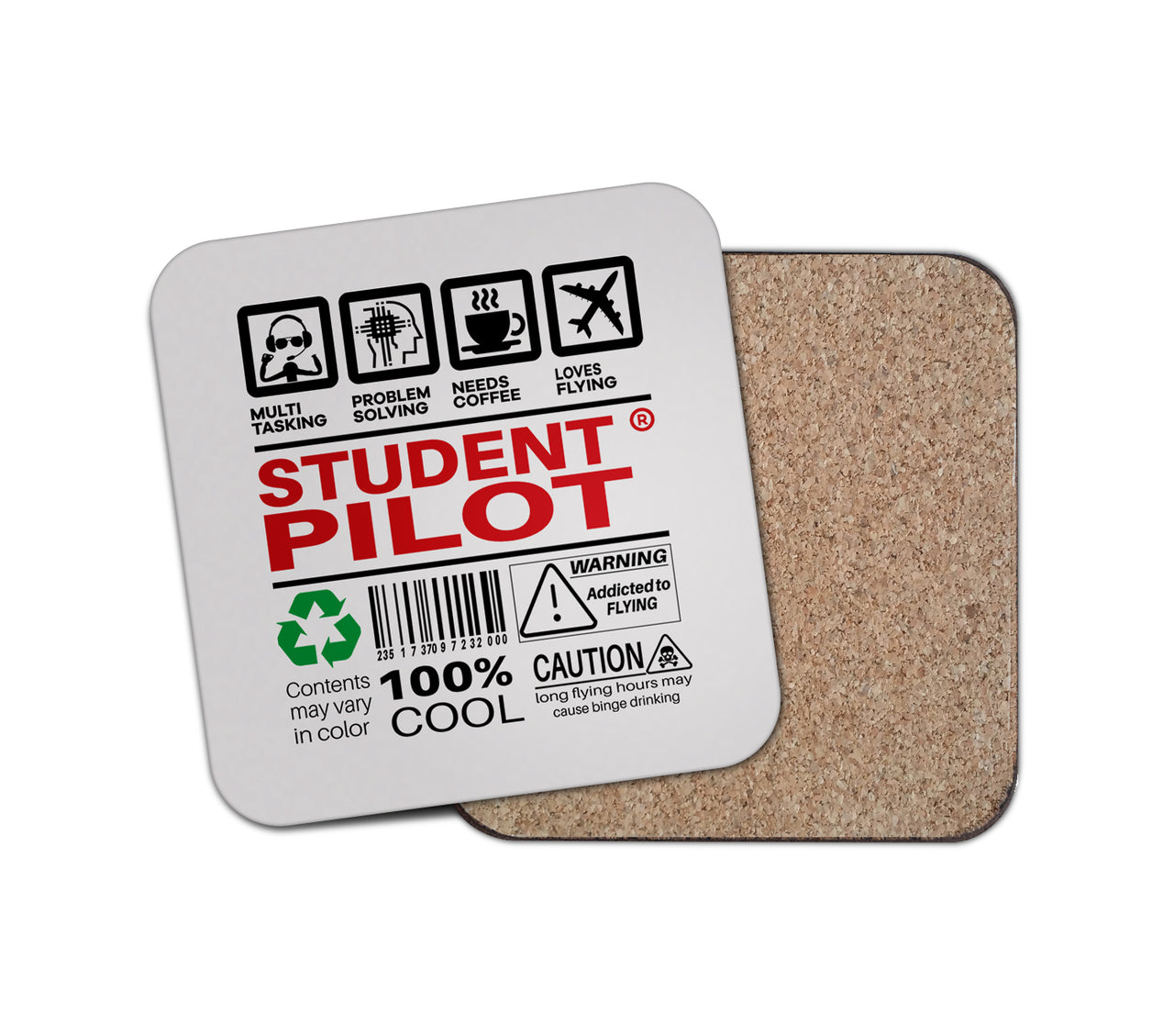 Student Pilot Label Designed Coasters