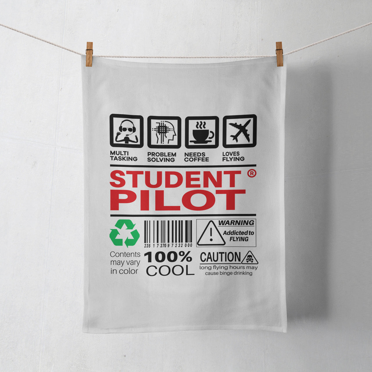 Student Pilot Label Designed Towels