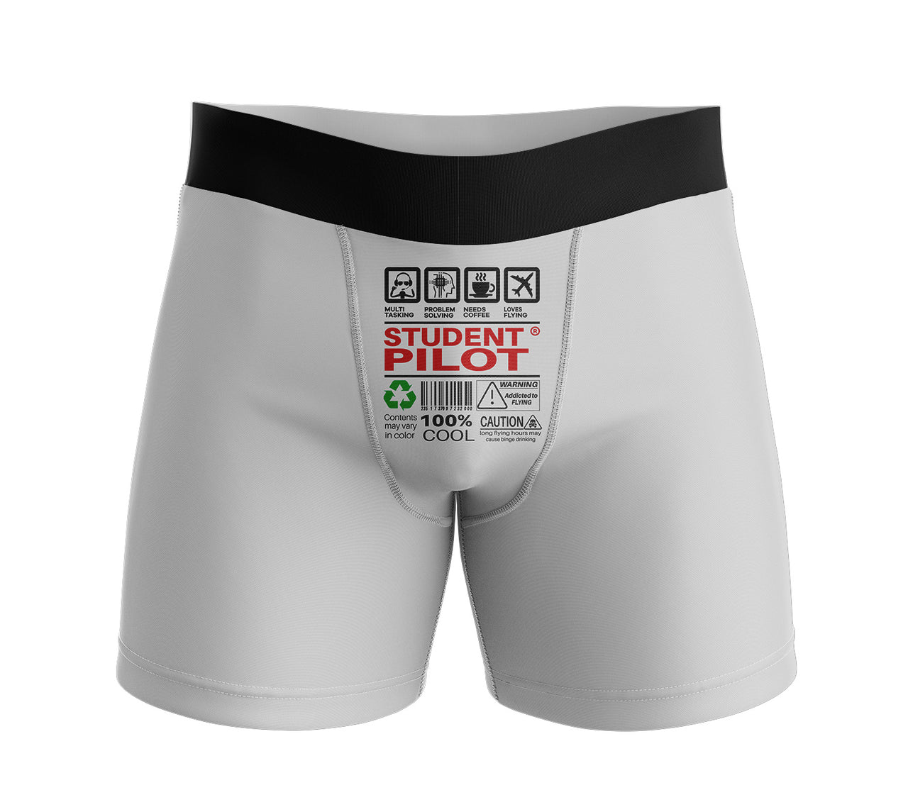 Student Pilot Label Designed Men Boxers