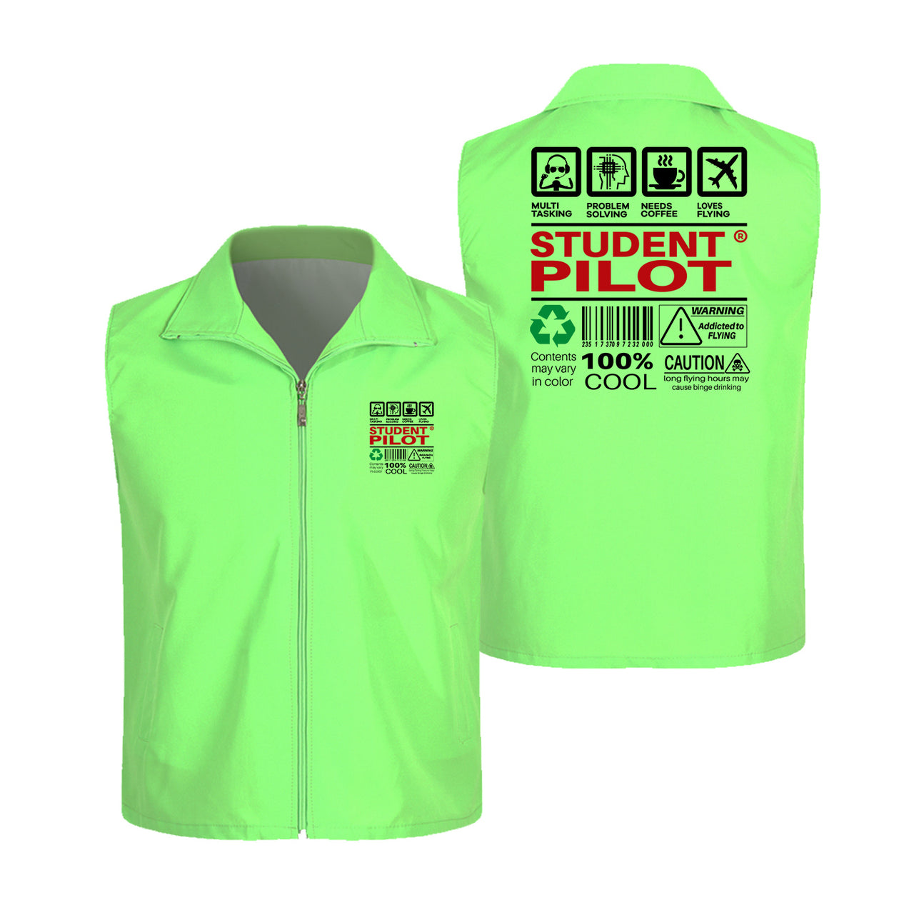 Student Pilot Label Designed Thin Style Vests