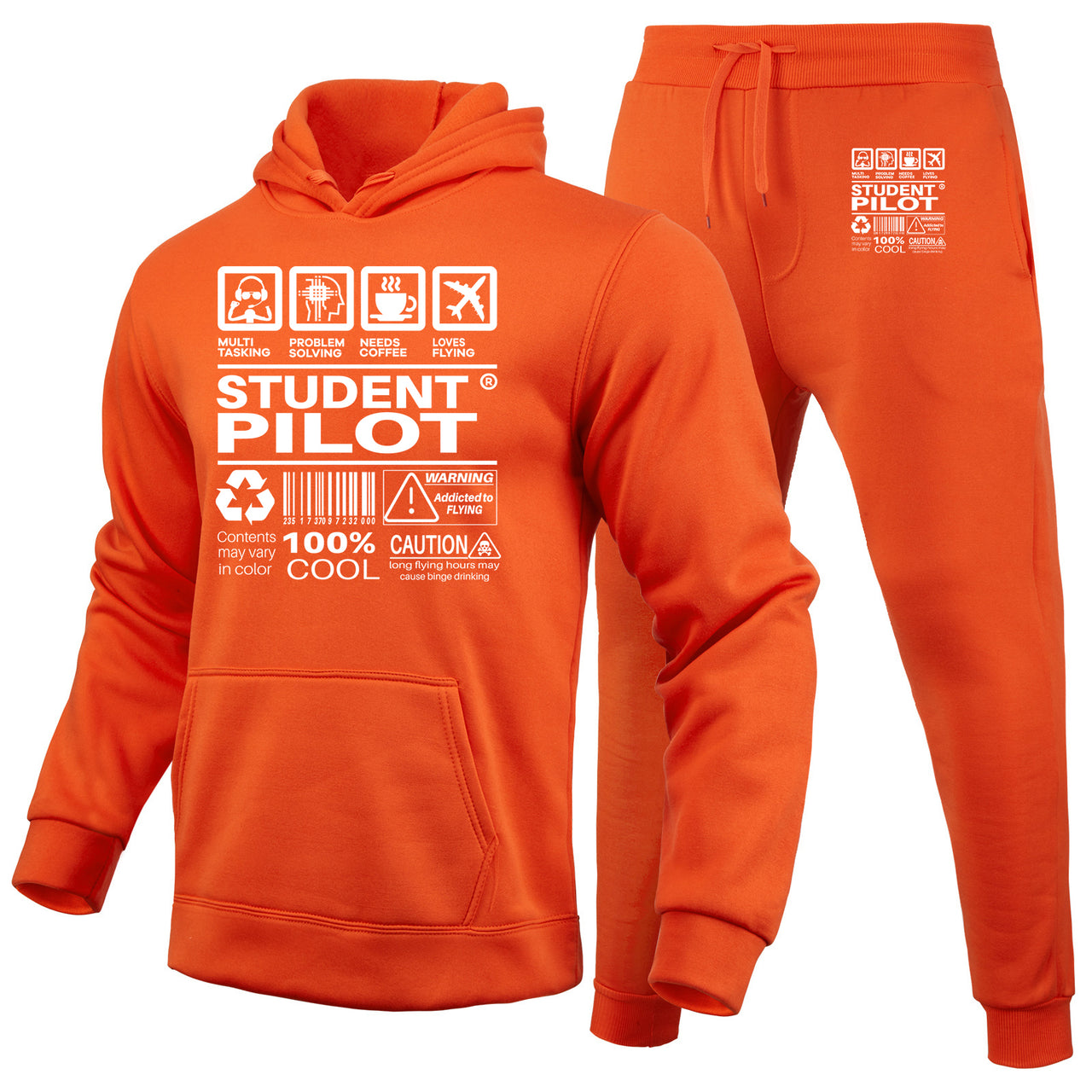 Student Pilot Label Designed Hoodies & Sweatpants Set
