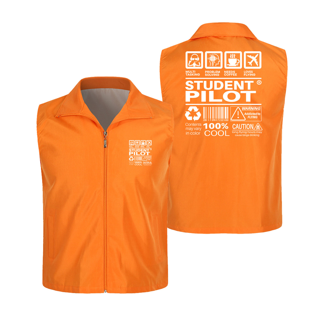 Student Pilot Label Designed Thin Style Vests