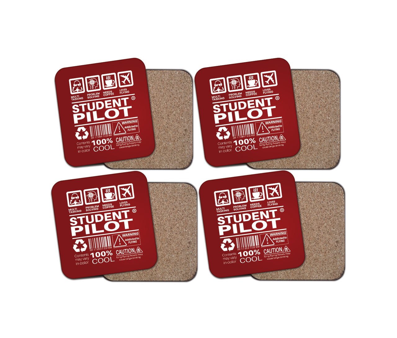 Student Pilot Label Designed Coasters