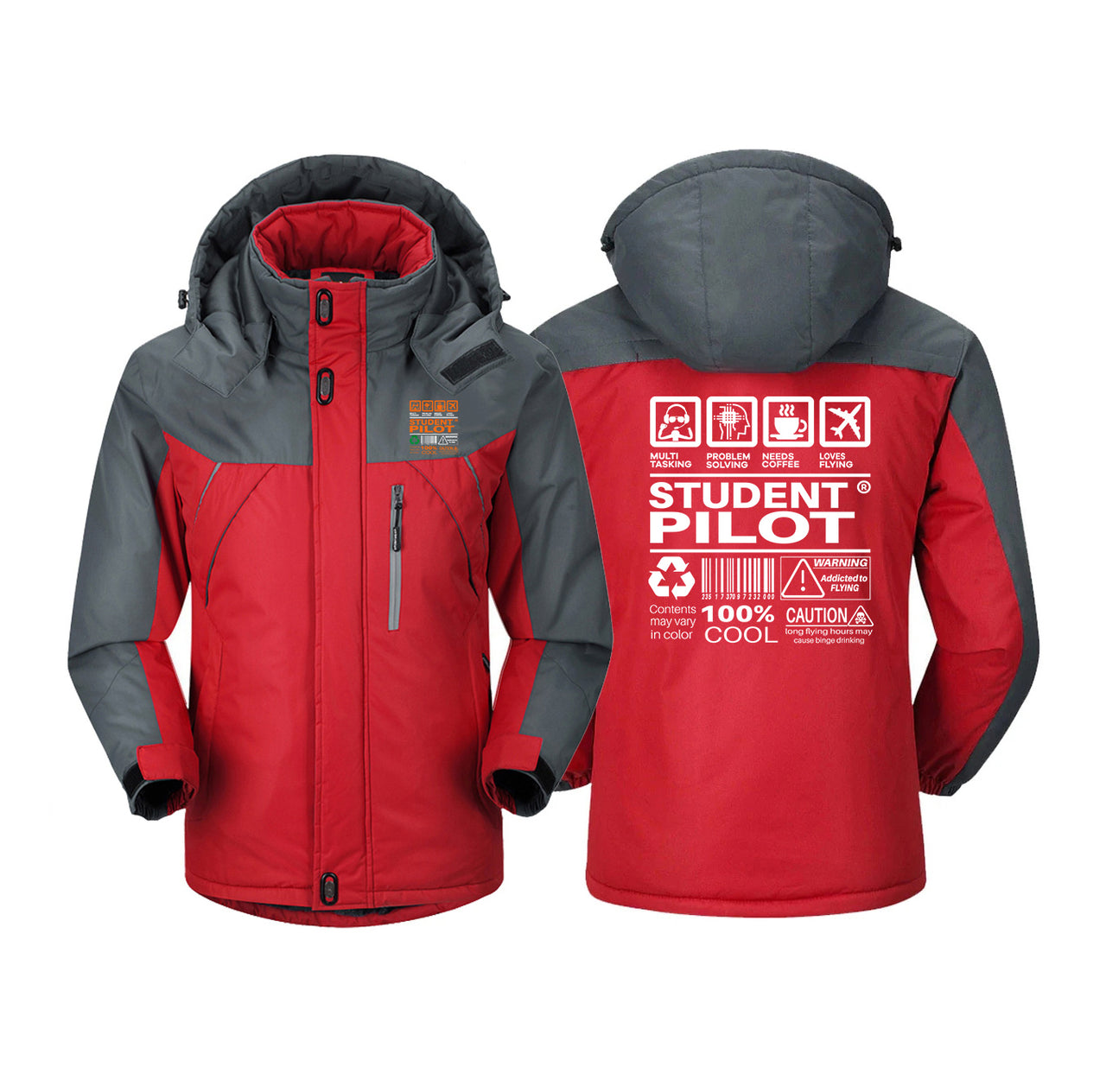Student Pilot Label Designed Thick Winter Jackets