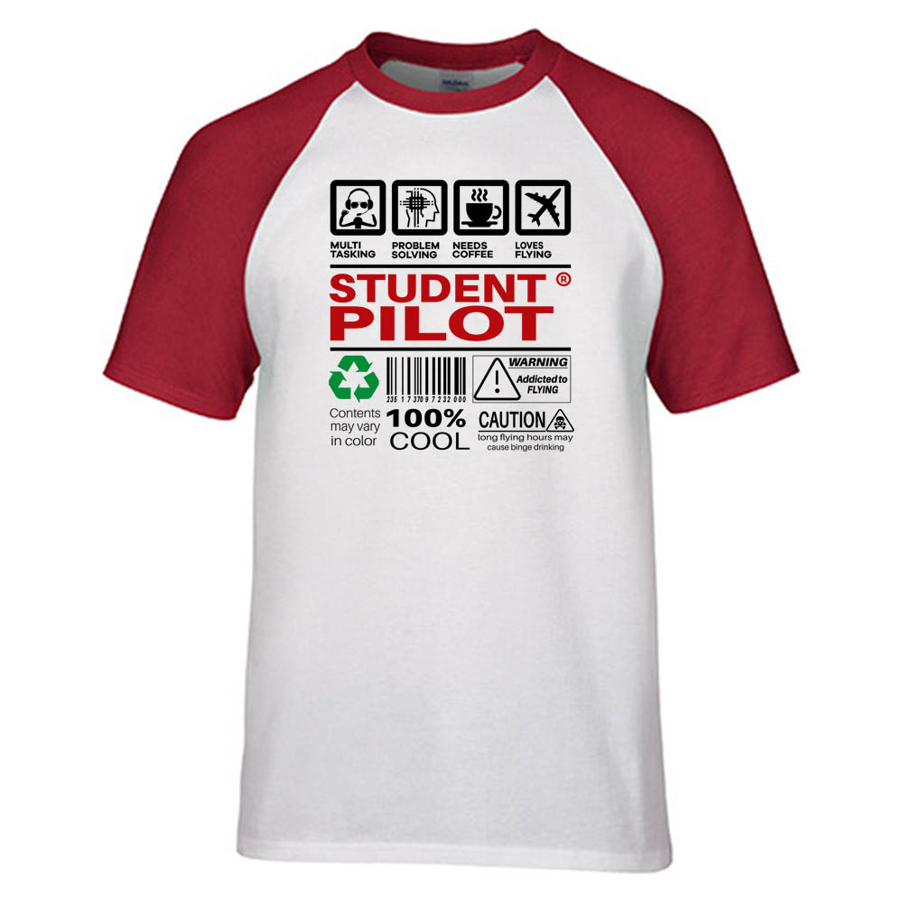 Student Pilot Label Designed Raglan T-Shirts