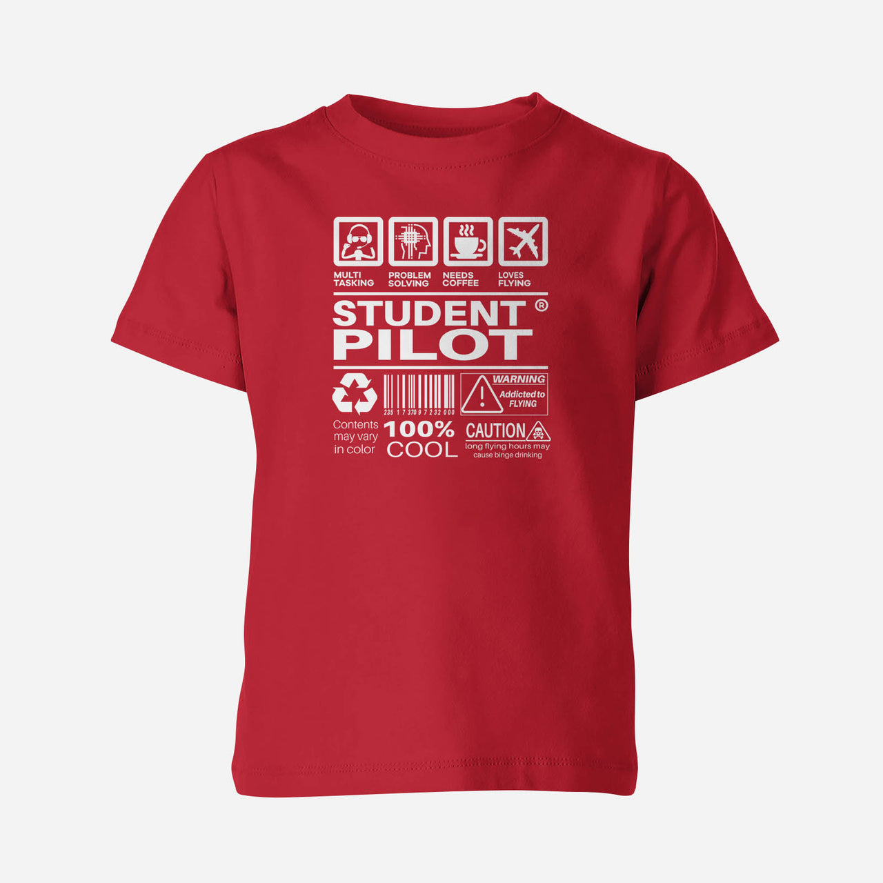 Student Pilot Label Designed Children T-Shirts