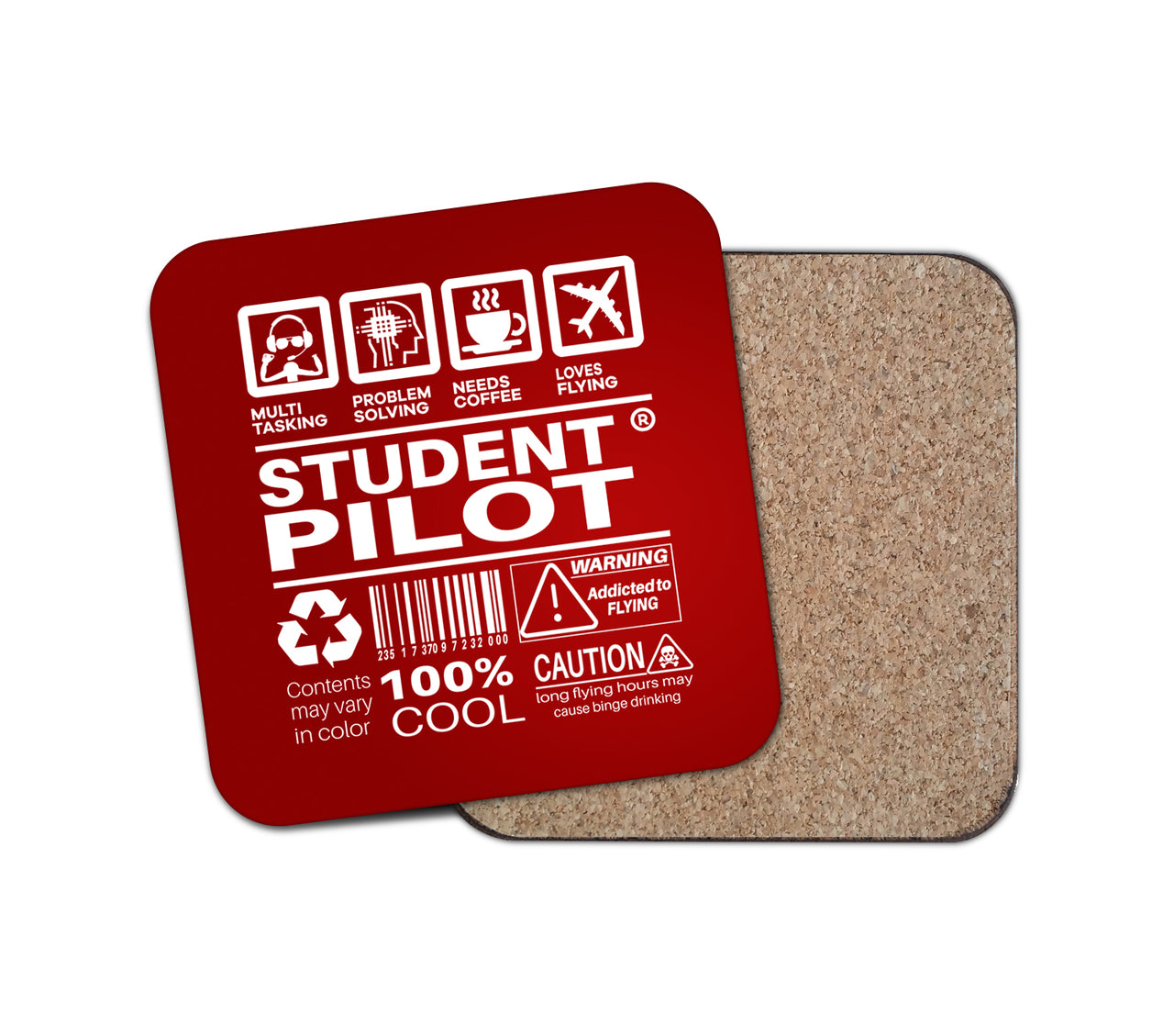 Student Pilot Label Designed Coasters