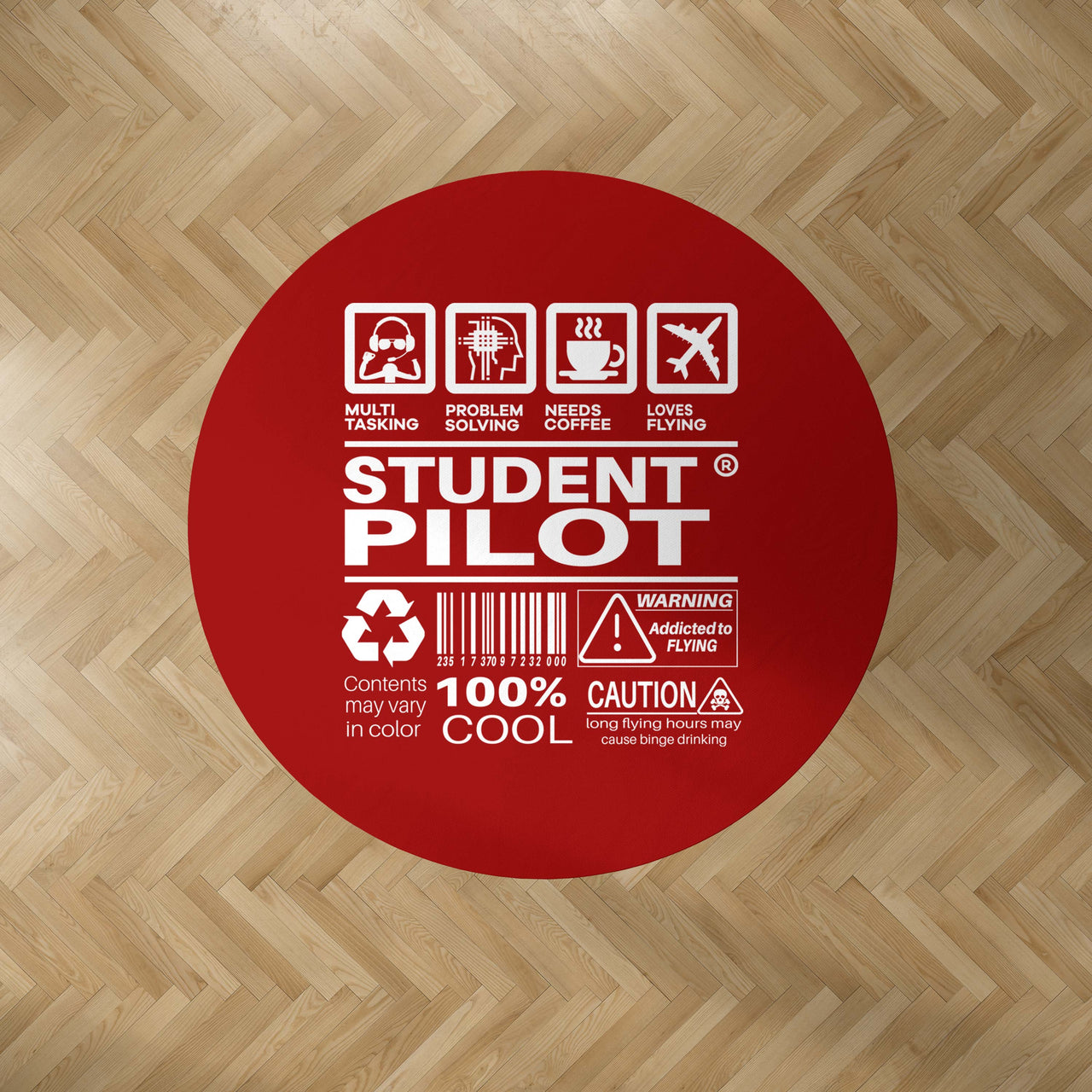 Student Pilot Label Designed Carpet & Floor Mats (Round)