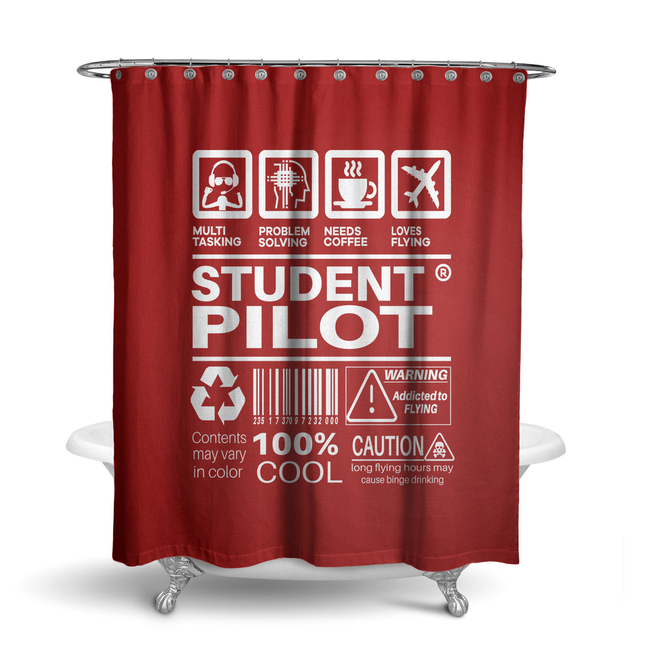 Student Pilot Label Designed Shower Curtains