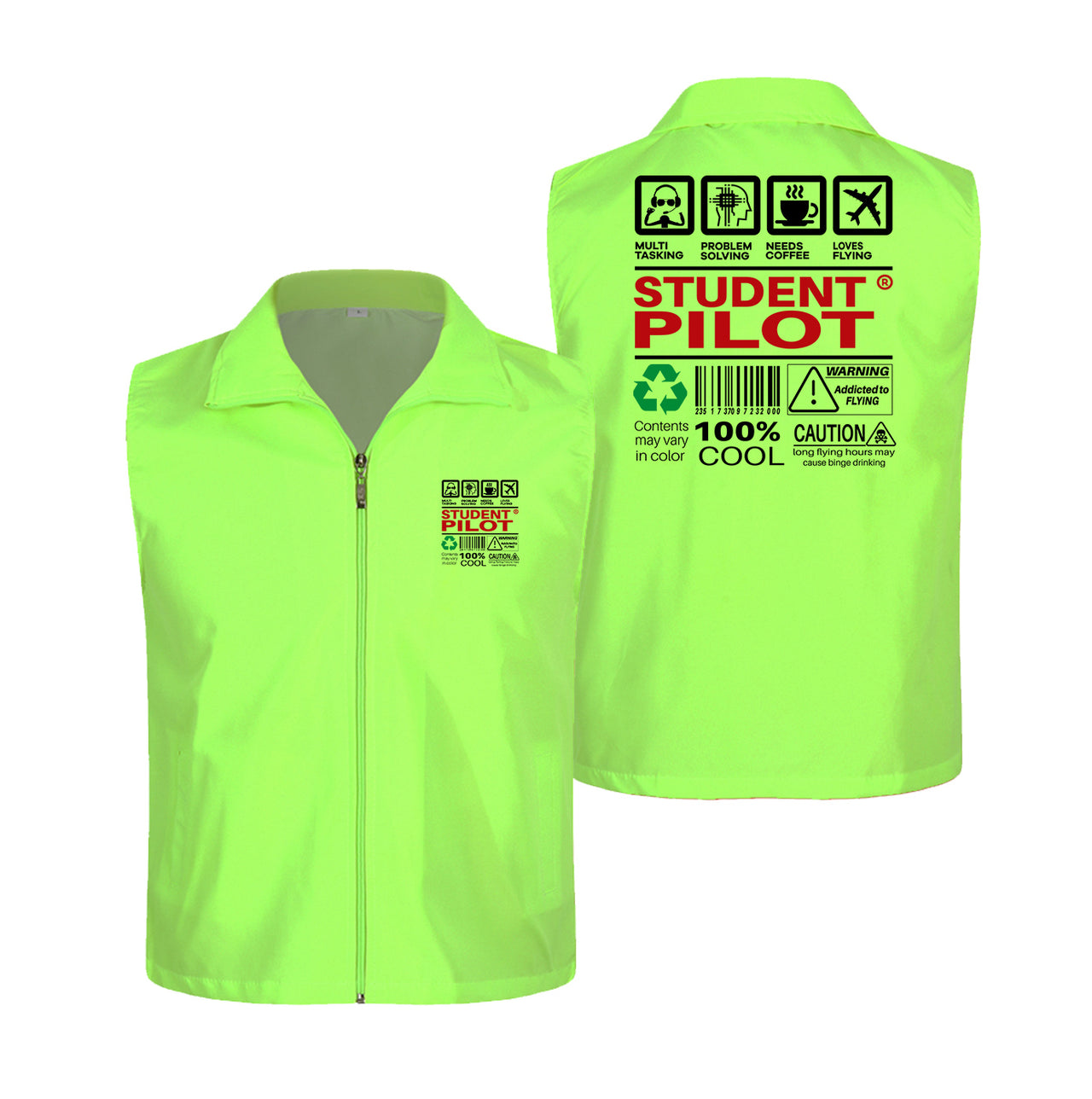 Student Pilot Label Designed Thin Style Vests