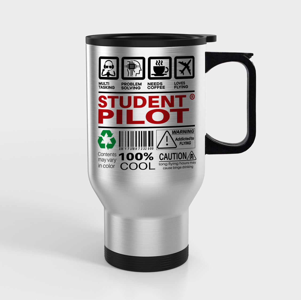 Student Pilot Label Designed Travel Mugs (With Holder)
