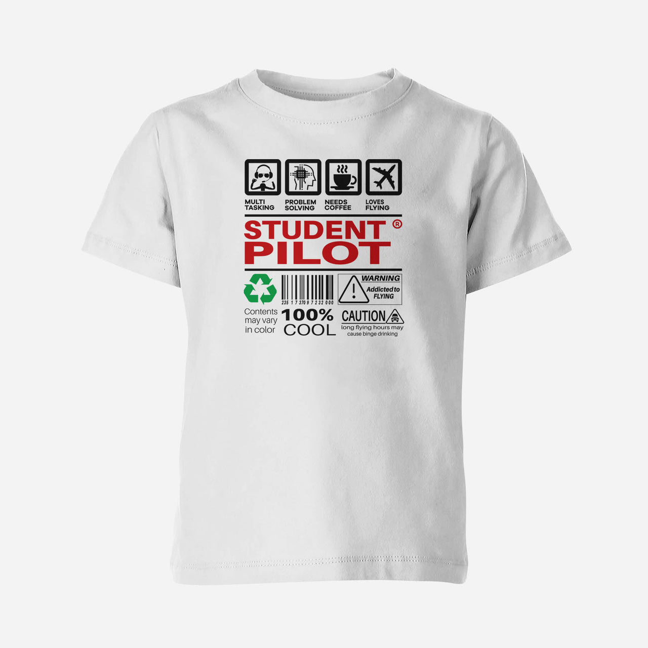 Student Pilot Label Designed Children T-Shirts