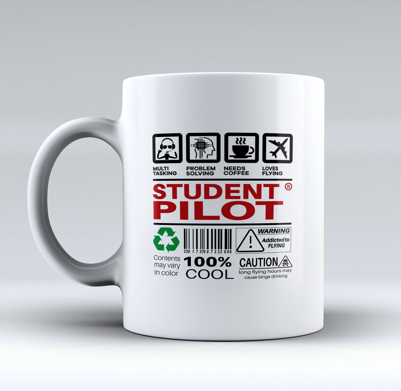 Student Pilot Label Designed Mugs