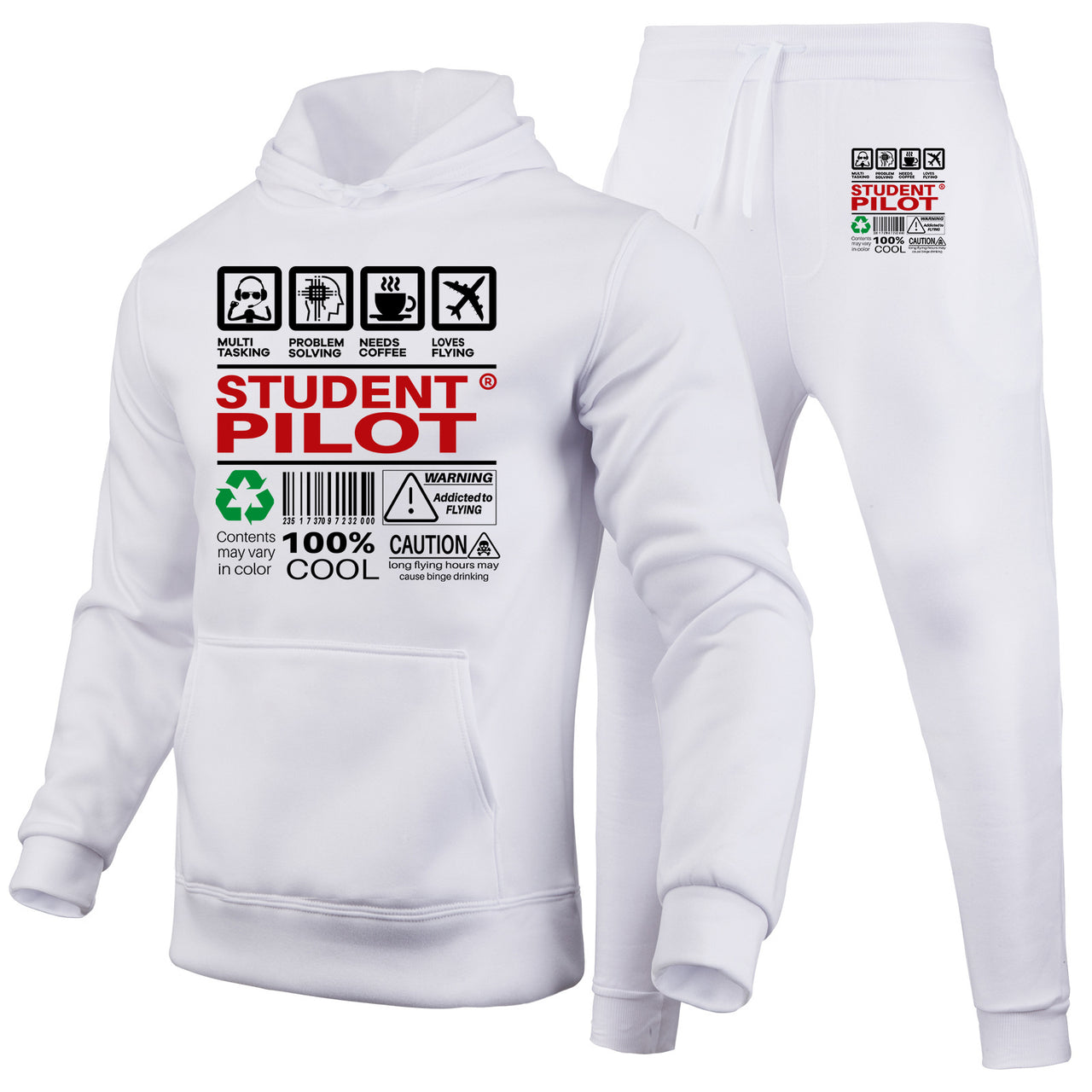 Student Pilot Label Designed Hoodies & Sweatpants Set