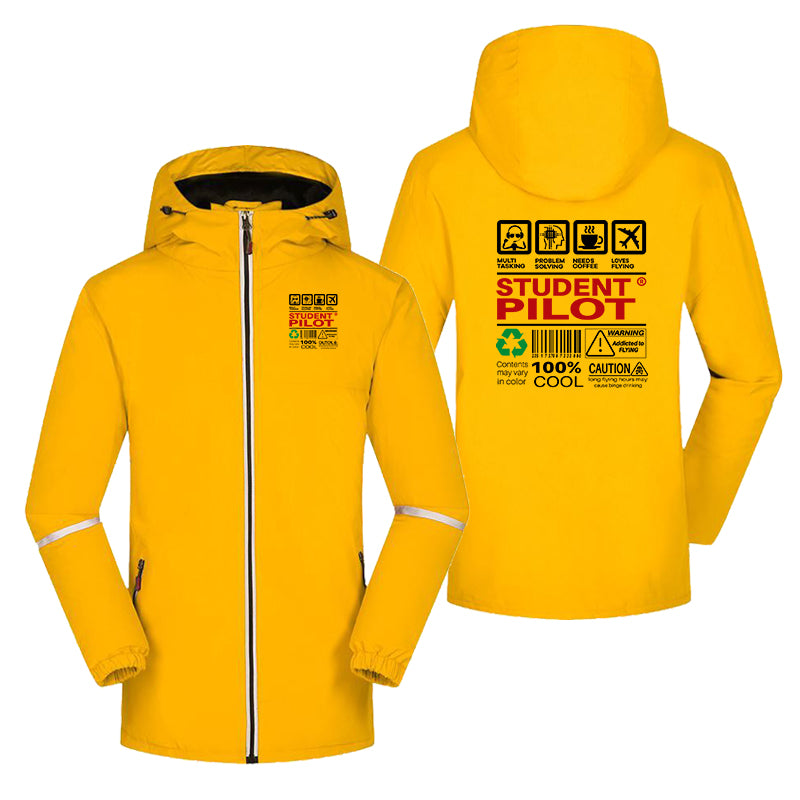 Student Pilot Label Designed Rain Coats & Jackets
