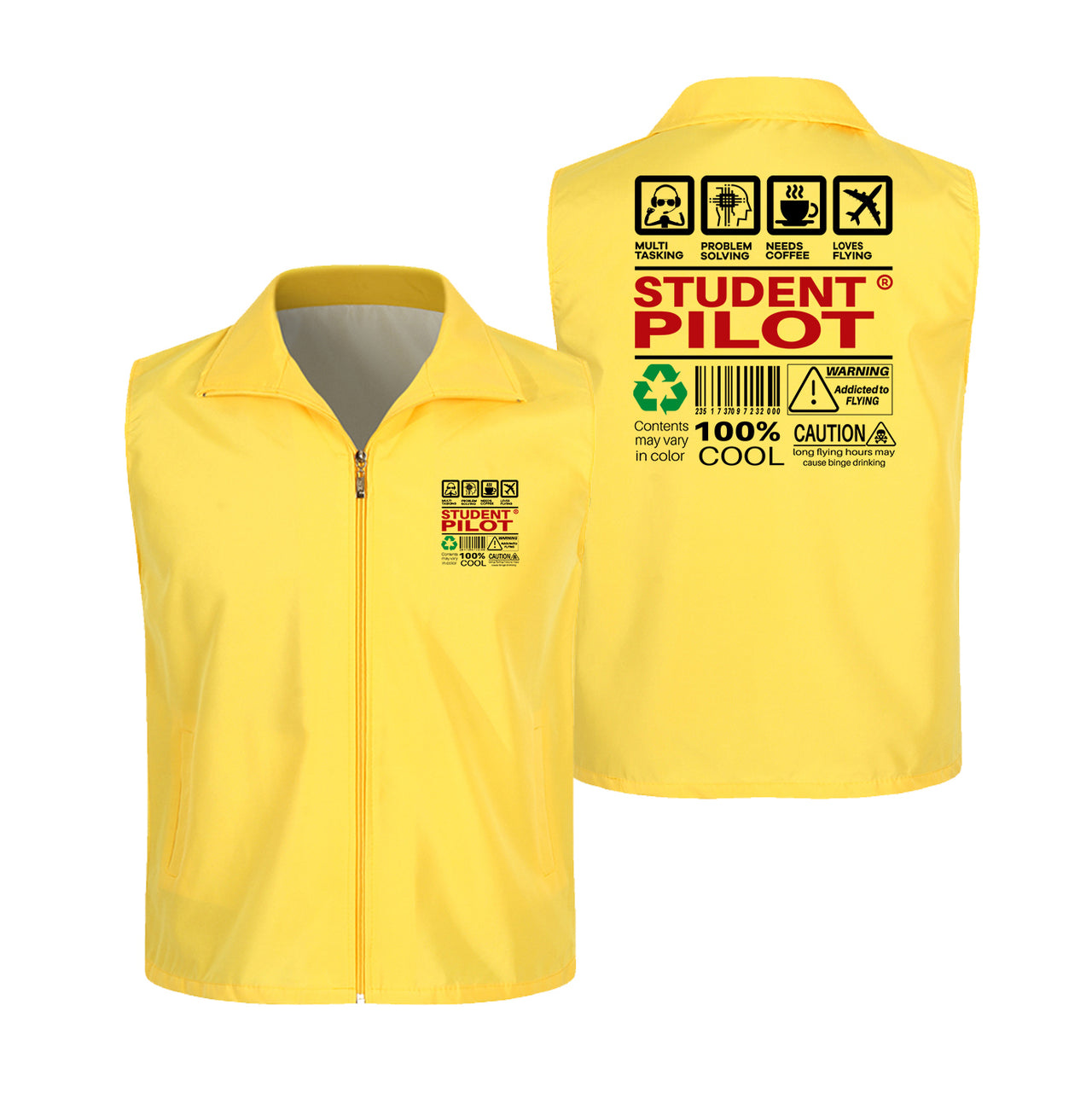 Student Pilot Label Designed Thin Style Vests