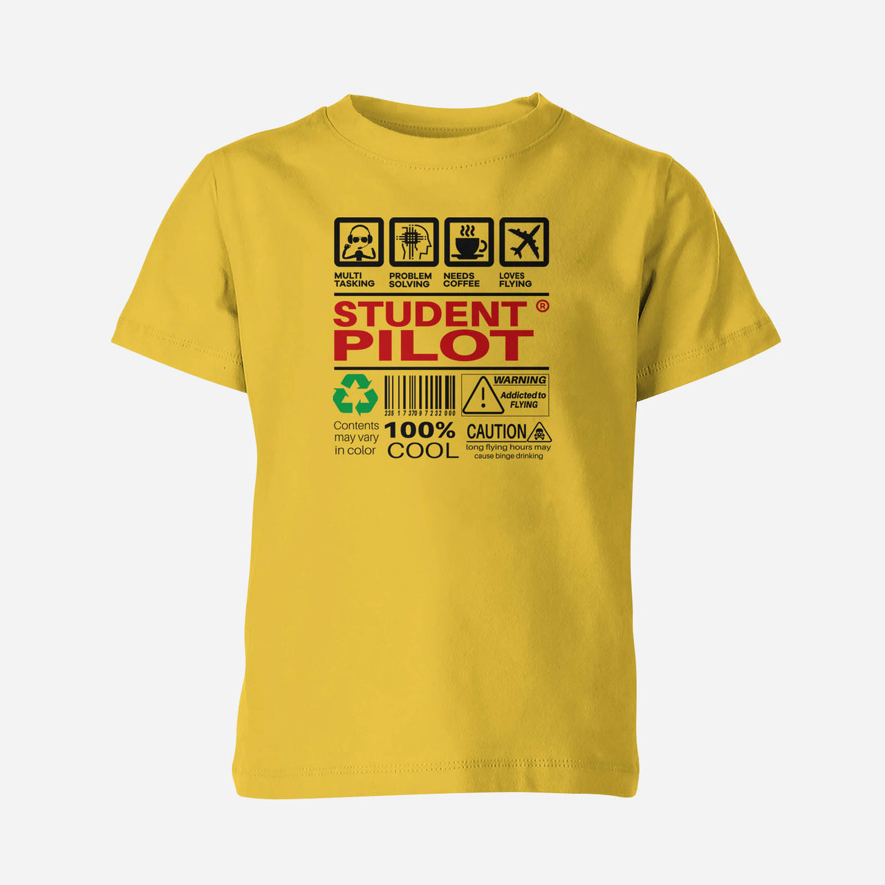 Student Pilot Label Designed Children T-Shirts