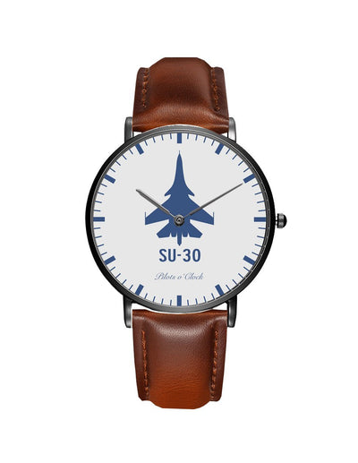 Side view of Sukhoi SU-30 aviation slim watch in stainless steel, polished finish.