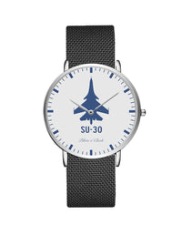 Thumbnail for Sukhoi SU-30 Stainless Steel Strap Watches Pilot Eyes Store Silver & Black Stainless Steel Strap 