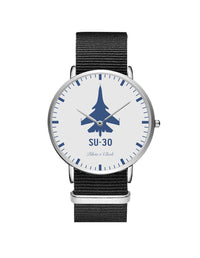 Thumbnail for Sukhoi SU-30 Leather Strap Watches Pilot Eyes Store Silver & Black Nylon Strap 