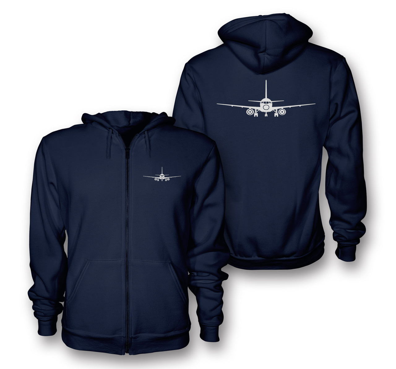 Sukhoi Superjet 100 Silhouette Designed Zipped Hoodies