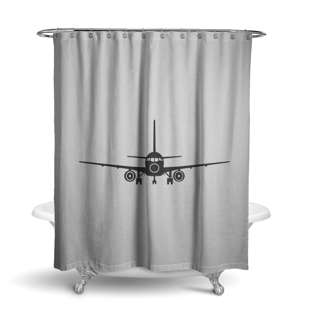 Sukhoi Superjet 100 Silhouette Designed Shower Curtains