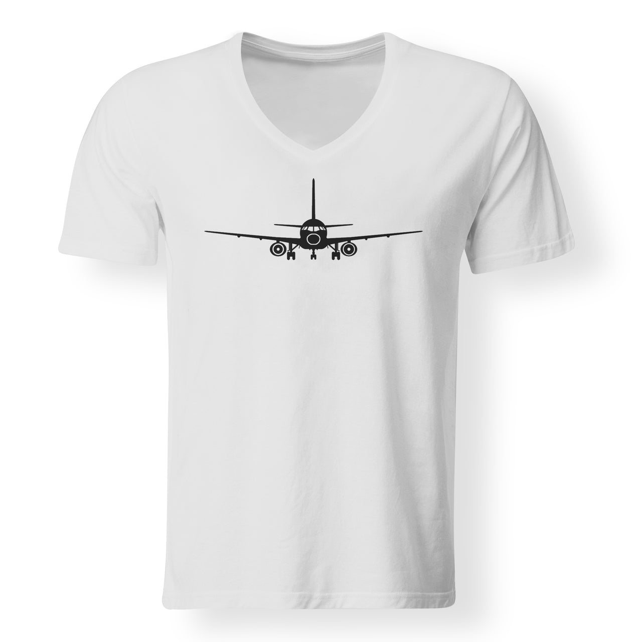 Sukhoi Superjet 100 Silhouette Designed V-Neck T-Shirts