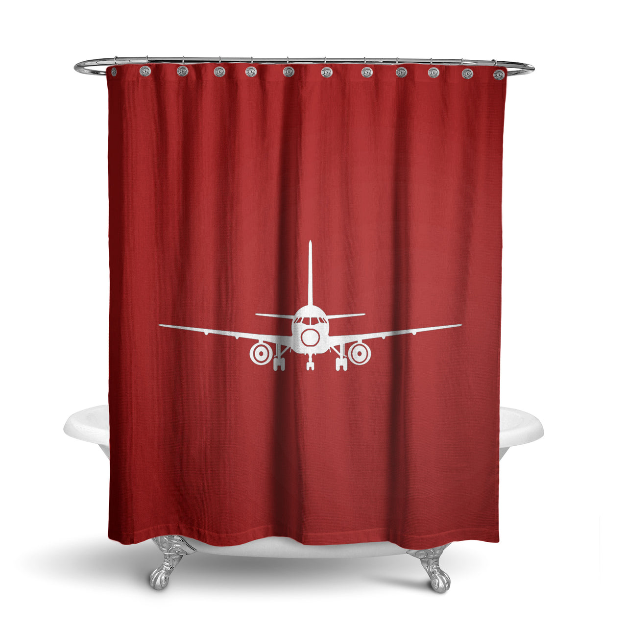 Sukhoi Superjet 100 Silhouette Designed Shower Curtains