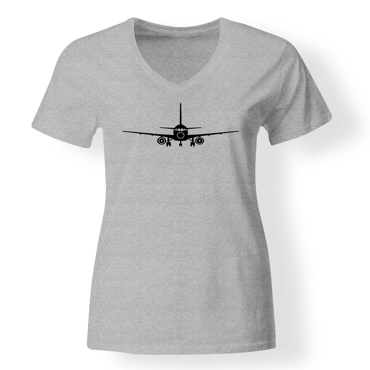Sukhoi Superjet 100 Silhouette Designed V-Neck T-Shirts