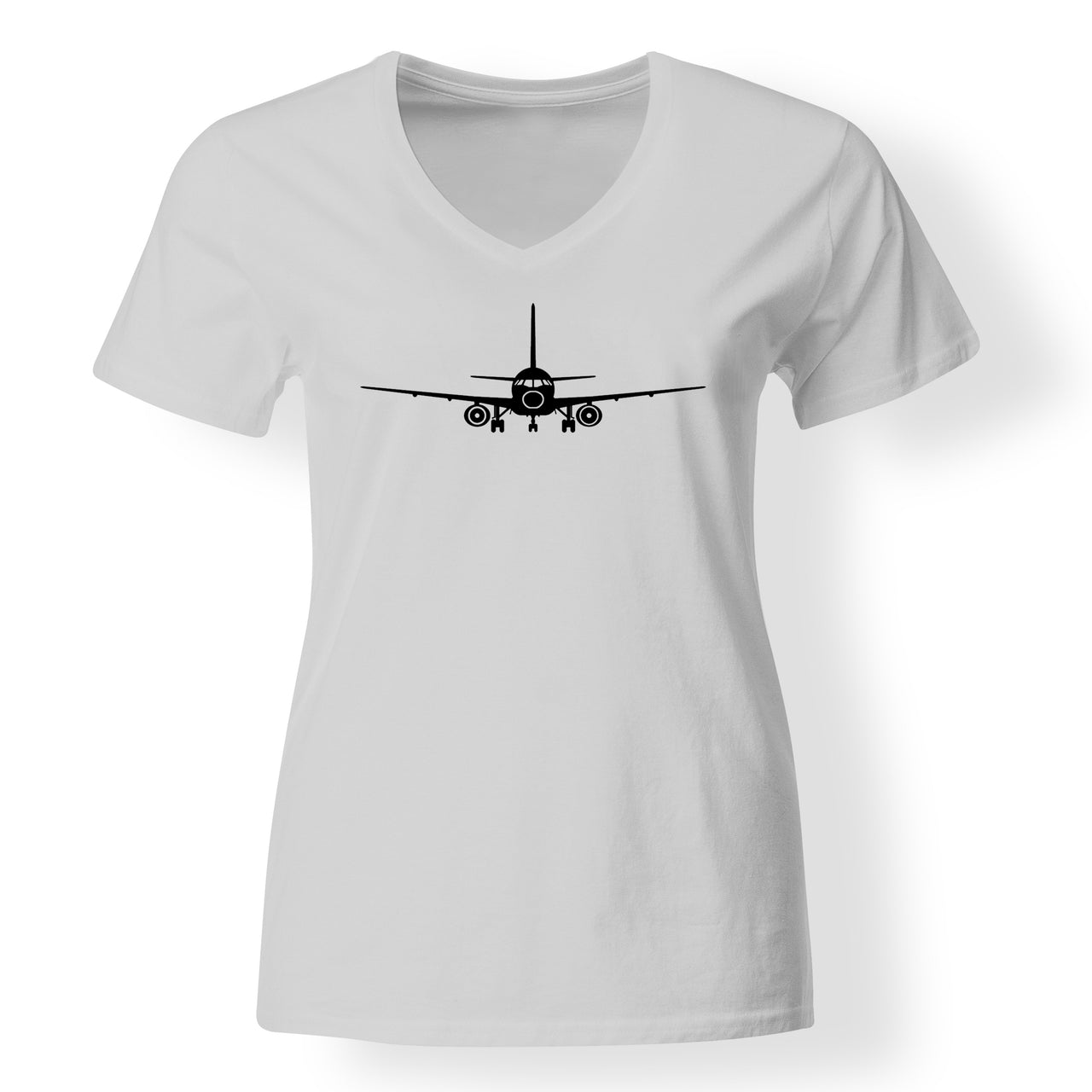 Sukhoi Superjet 100 Silhouette Designed V-Neck T-Shirts