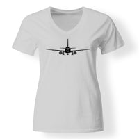 Thumbnail for Sukhoi Superjet 100 Silhouette Designed V-Neck T-Shirts