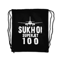 Thumbnail for Sukhoi Superjet 100 & Plane Designed Drawstring Bags