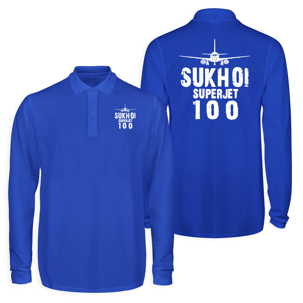 Sukhoi Superjet 100 & Plane Designed Long Sleeve Polo T-Shirts (Double-Side)