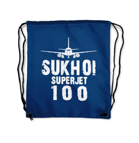 Thumbnail for Sukhoi Superjet 100 & Plane Designed Drawstring Bags