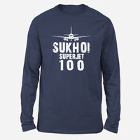 Thumbnail for Sukhoi Superjet 100 & Plane Designed Long-Sleeve T-Shirts