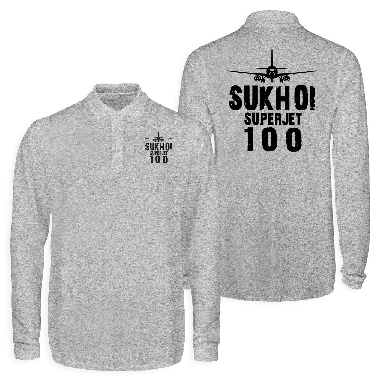 Sukhoi Superjet 100 & Plane Designed Long Sleeve Polo T-Shirts (Double-Side)