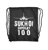 Thumbnail for Sukhoi Superjet 100 & Plane Designed Drawstring Bags