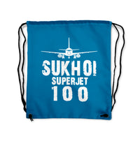 Thumbnail for Sukhoi Superjet 100 & Plane Designed Drawstring Bags
