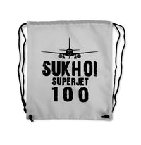 Thumbnail for Sukhoi Superjet 100 & Plane Designed Drawstring Bags
